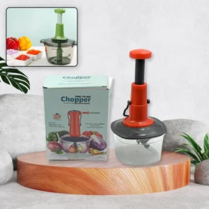 Manual Press Chopper – 650ML, 3 Blades, Anti-Slip Base & Locking System