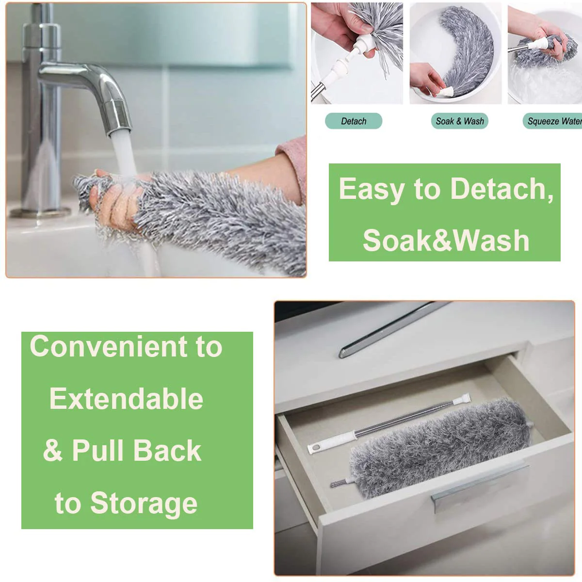 Extendable Microfiber Duster – 100'' Telescoping Handle for High Ceilings & More - Image 4