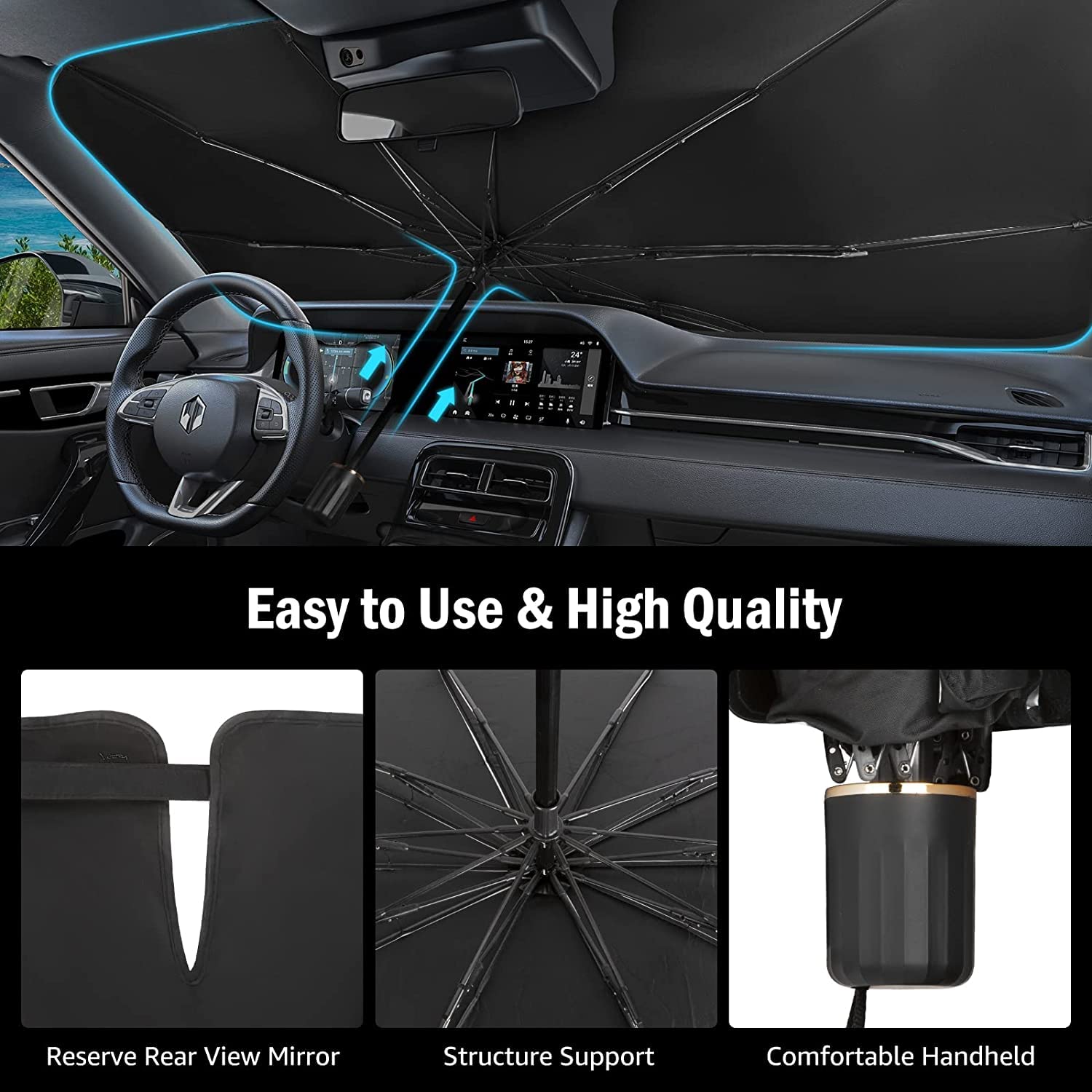 Samir Foldable Car Sunshade – UV & Heat Protection Visor - Image 5