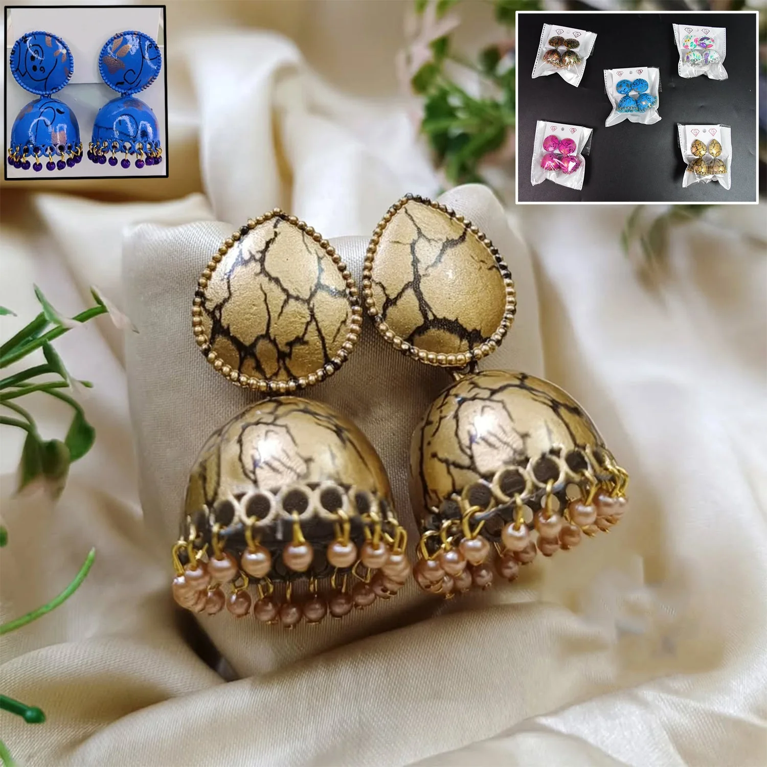 Jhumka Earrings / Buti For Women & Girls (1 Pair / Mix Color & Design)